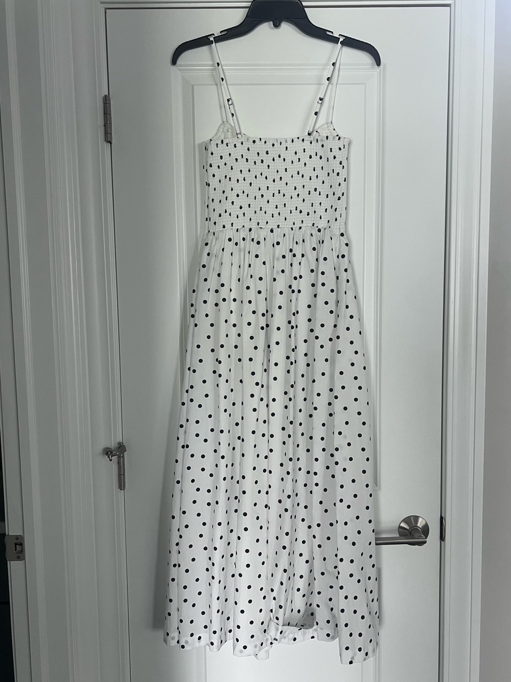 NWT Abercrombie Sydney Smocked Dipped-Waist Polka Dot Midi Dress Size Small - Picture 8 of 14